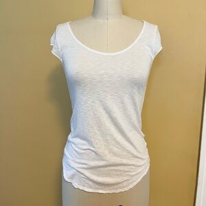 LA Made White Scoop Neck Cap Sleeve Tee